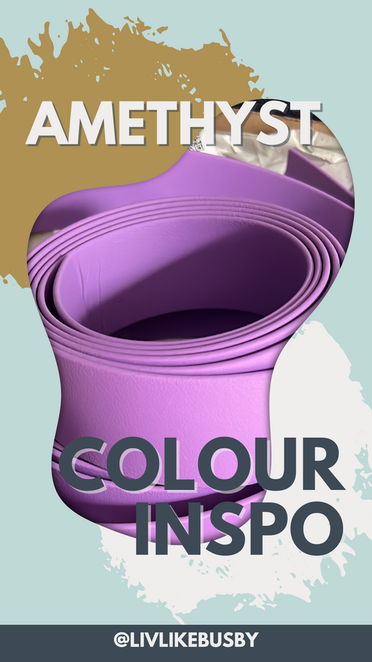 Purple dog collar with the words amethyst colour inspo