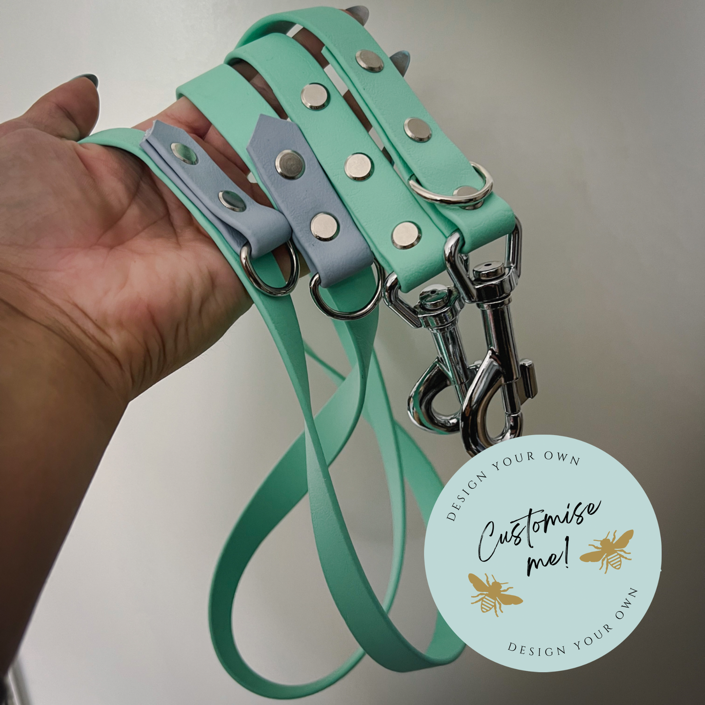 Seafoam and Pastel Blue Dog Training Lead