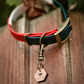 Christmas inspired dog collar, hanging with antique brass hardware 